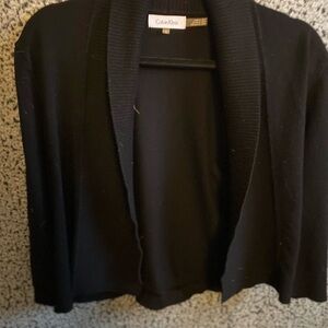 Calvin Klein Women's Black Open-Front Shawl Collar Cardigan